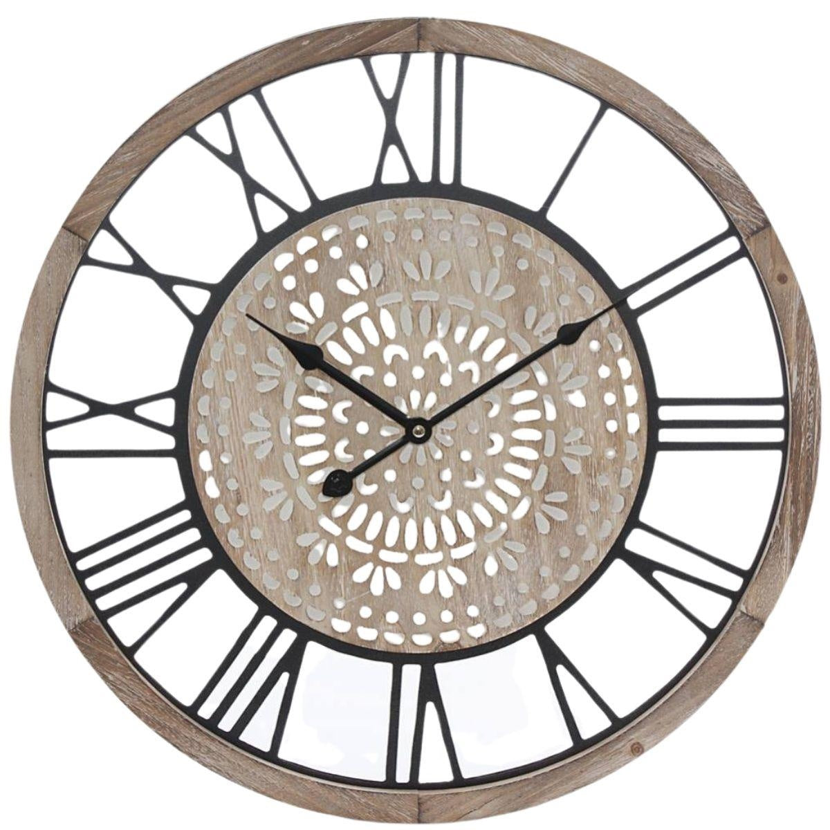 Orologio in legno di abete e metallo Ø50