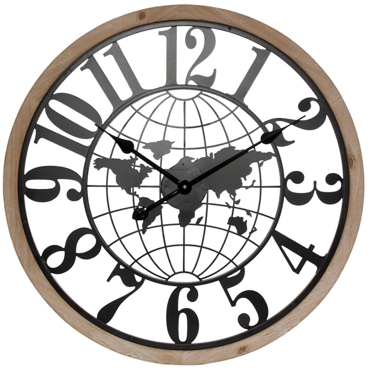 Orologio in legno di abete e metallo Ø60