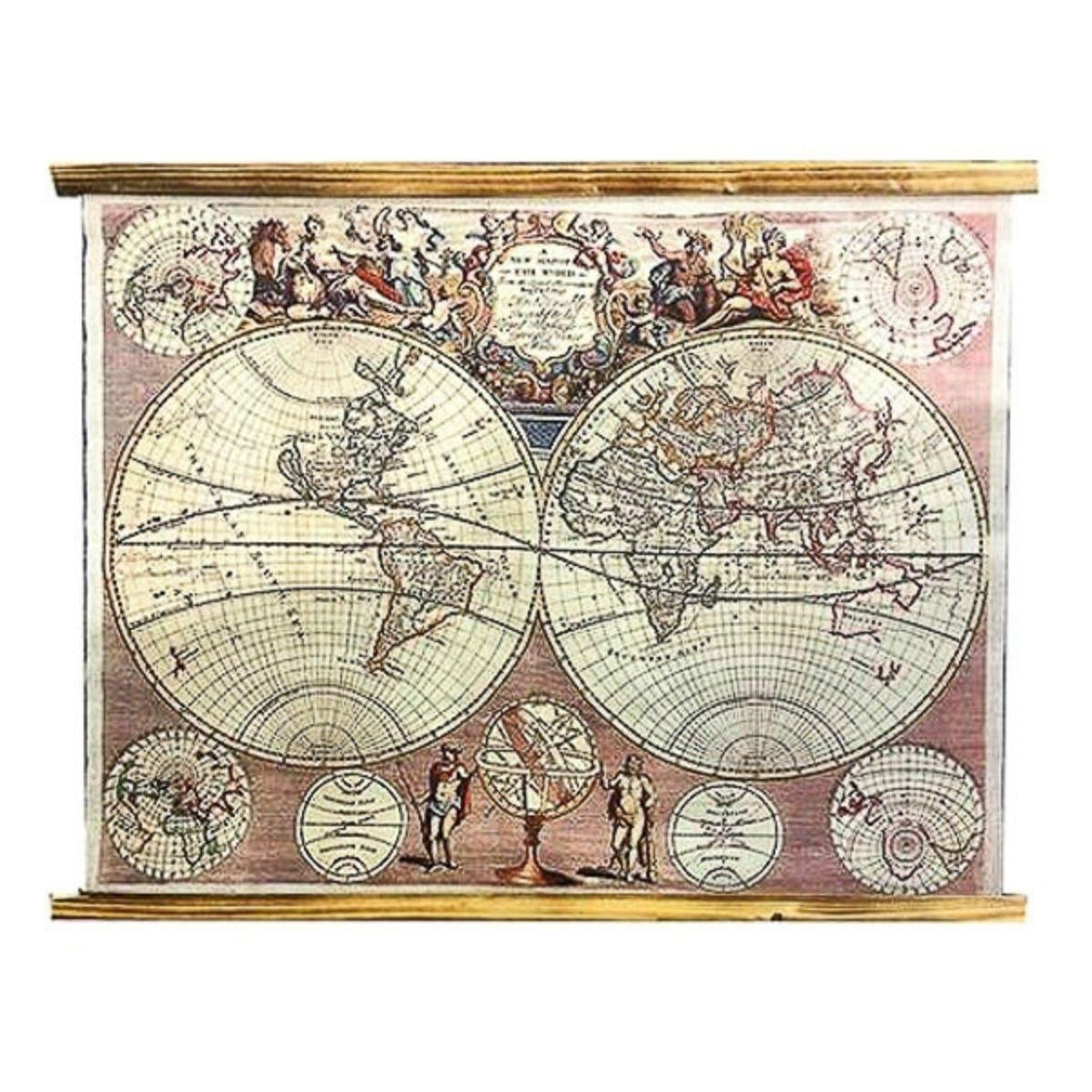 Arazzo in lino con planisfero 60x90