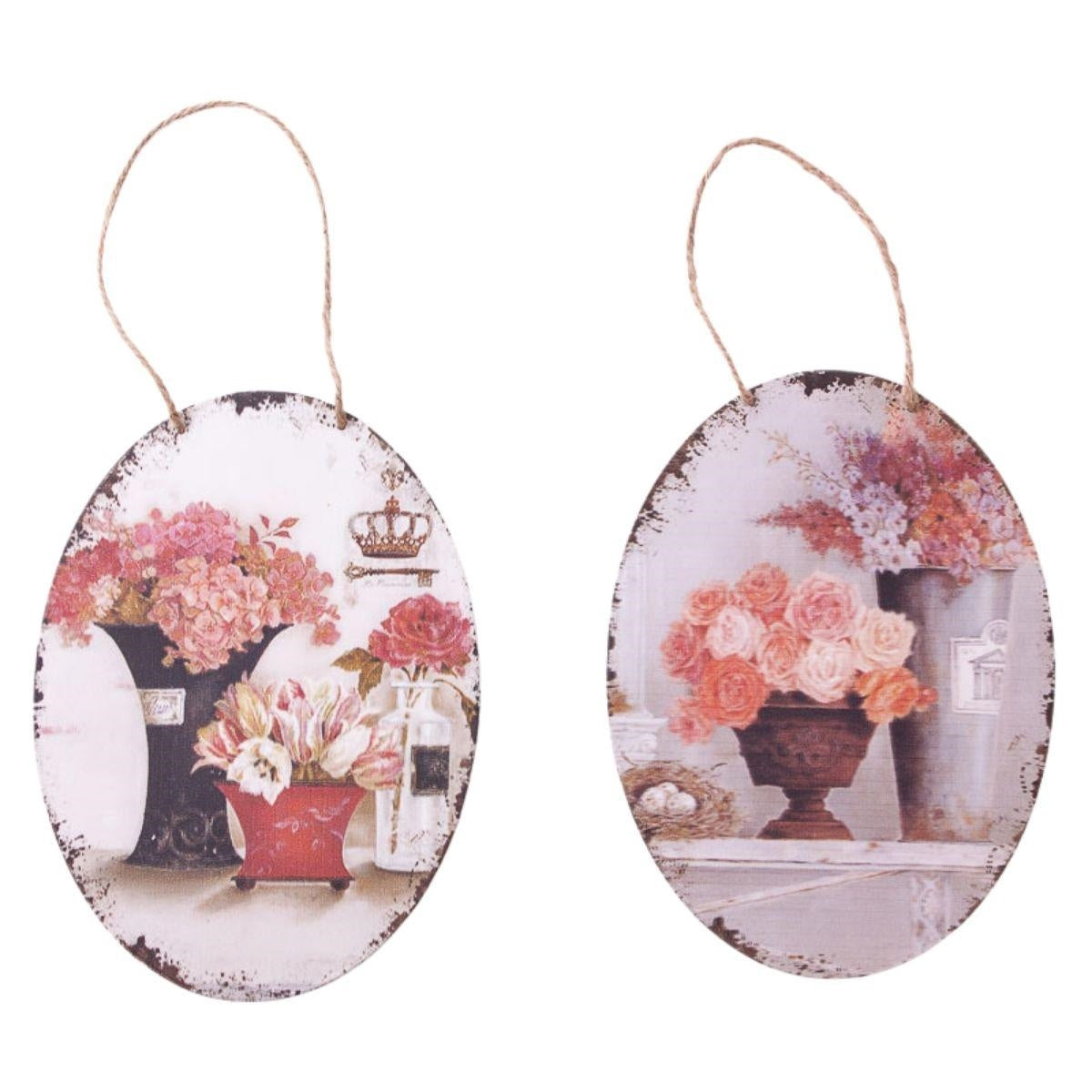 Placca in metallo ovale 20X27 cm in set di 2