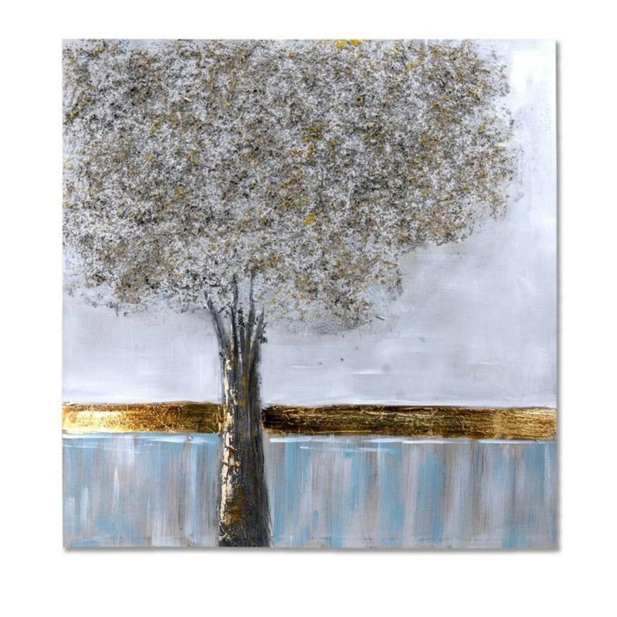 Quadro dipinto albero dorato 100x100 - Milano 7 Arte e Design