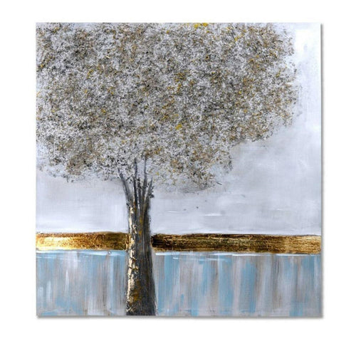 Quadro dipinto albero dorato 100x100