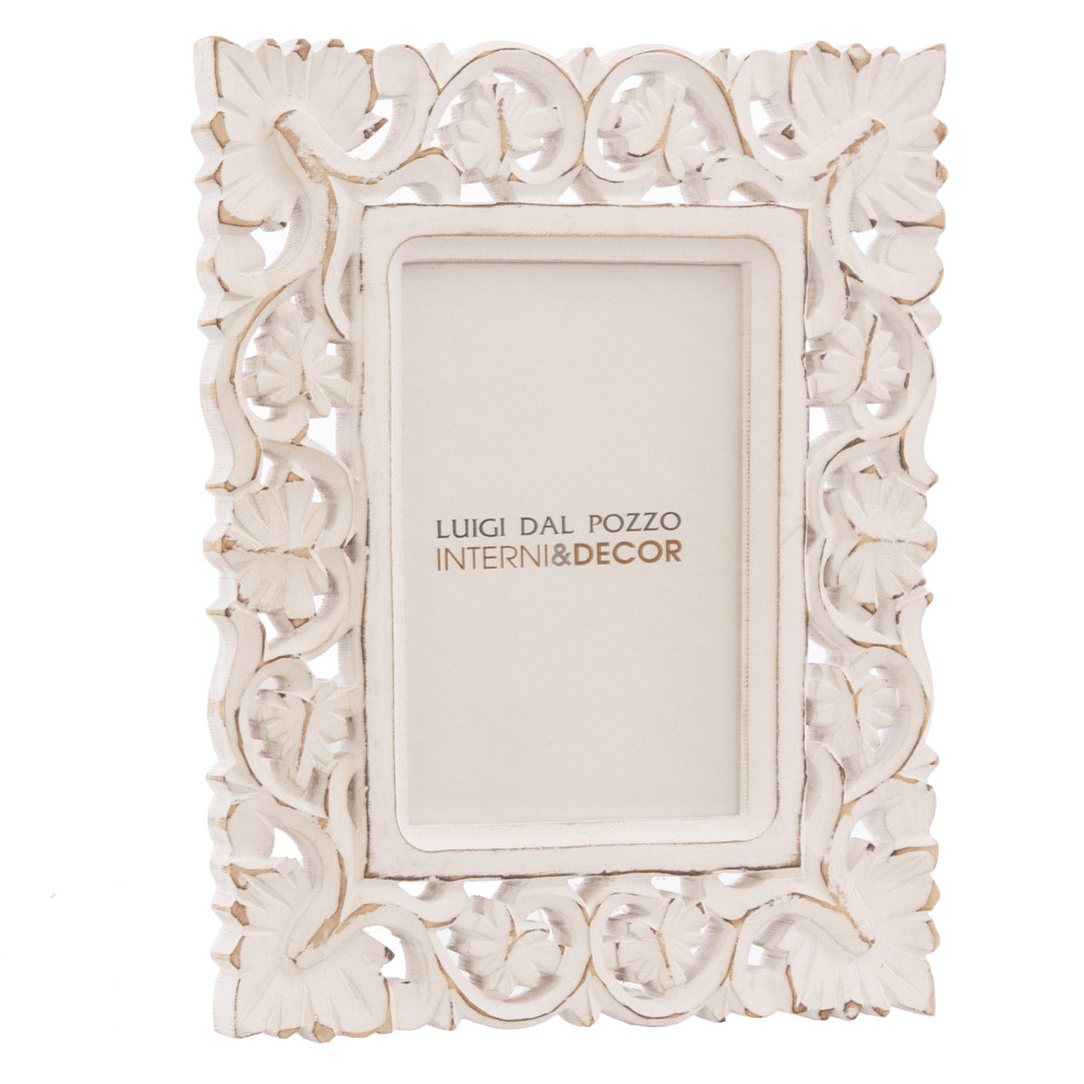 Portafoto bianco intagliato 42H52