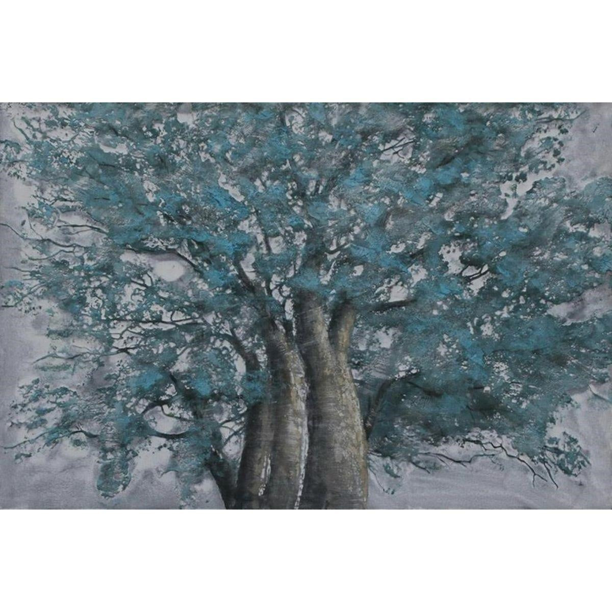 Quadro dipinto albero blu/grigio 120X80 - Milano 7 Arte e Design