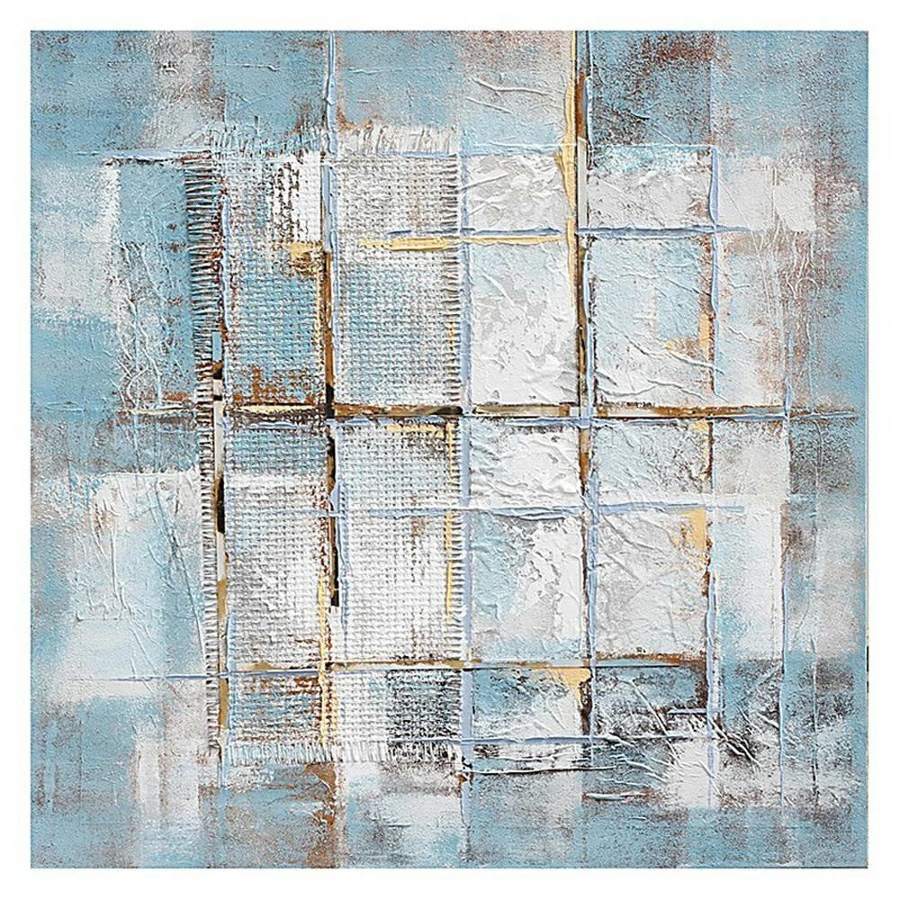 Quadro dipinto astratto azzurro 80x80