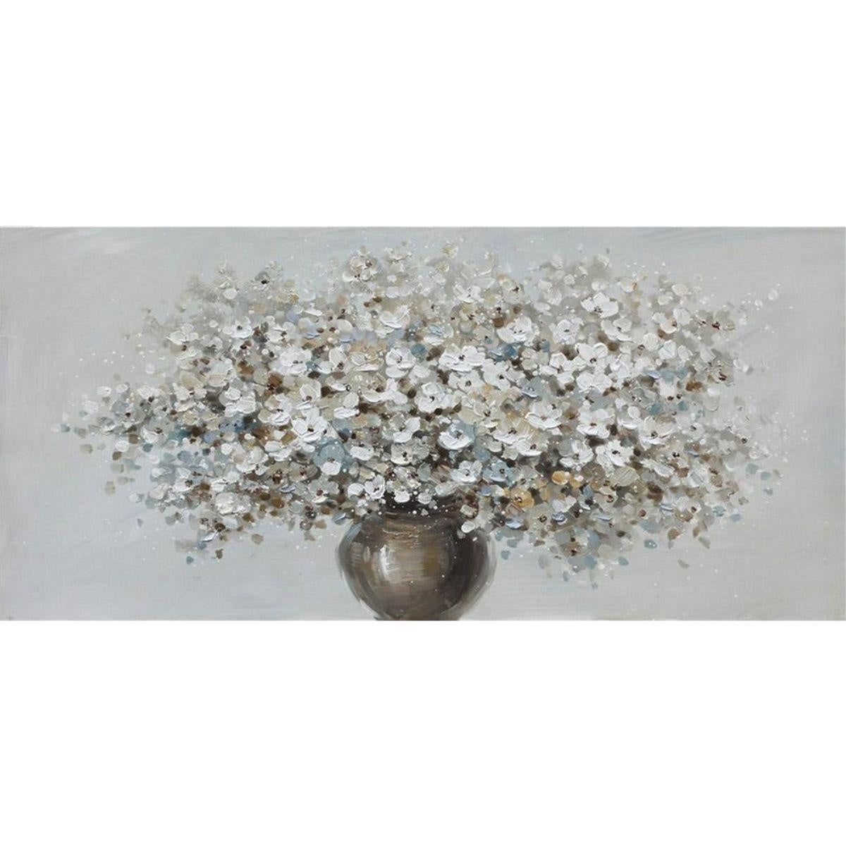 Quadro dipinto fiori bianchi 150x70