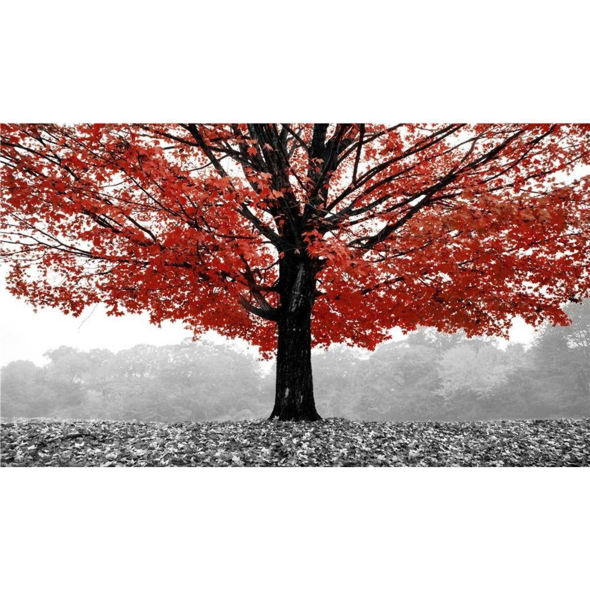 Quadro dipinto con albero rosso 70X100