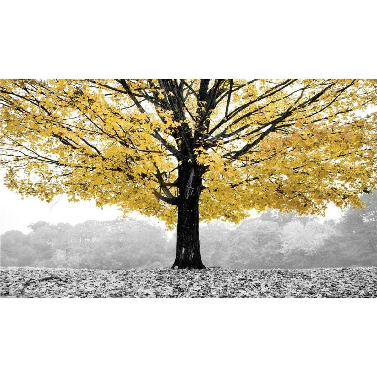 Quadro dipinto con albero giallo 70X120