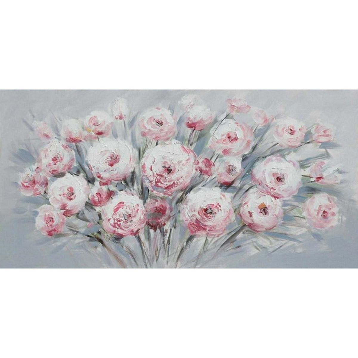 Quadro dipinto fiori rosa 120x60