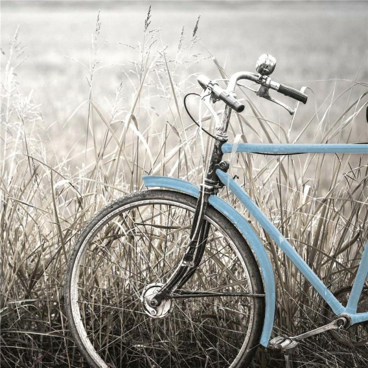 Quadro dipinto con bicicletta blu 60X60 - Milano 7 Arte e Design