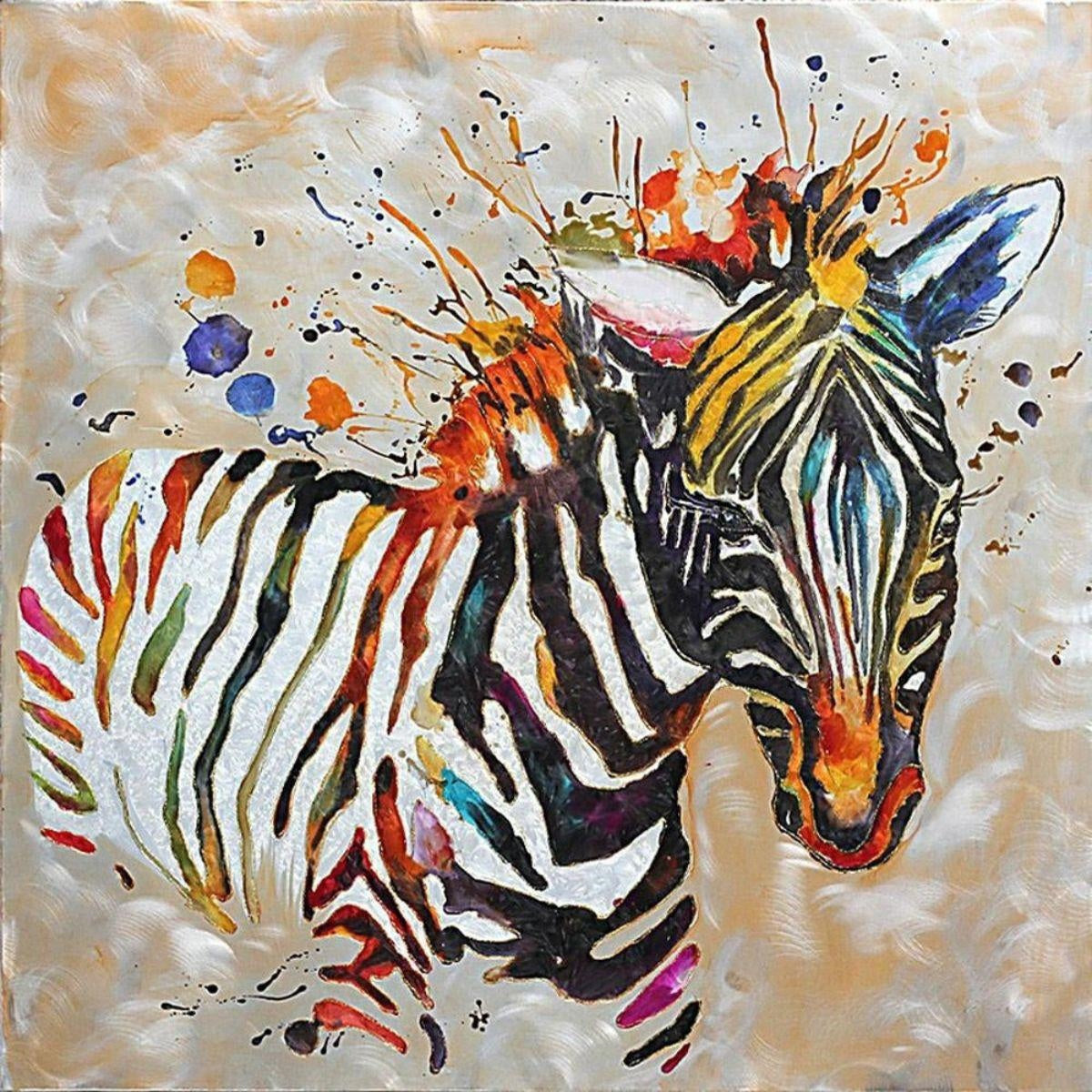 Quadro dipinto zebra 80x80