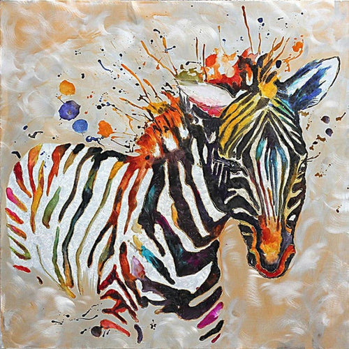 Quadro dipinto zebra 80x80