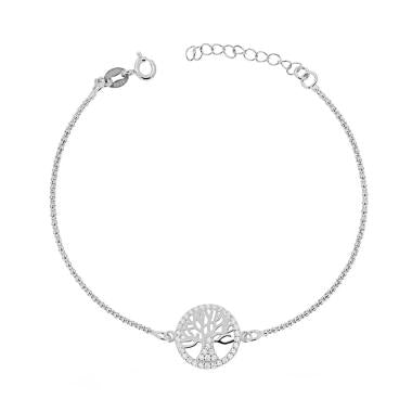 Bracciale Albero della Vita con Zirconi Bianchi in ARGENTO 925 Galvanica Rodio - Milano 7 Arte e Design