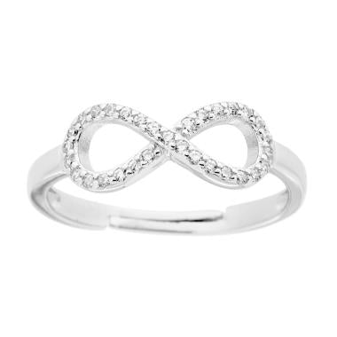 Anello Infinito con Cubic Zirconia Bianchi in ARGENTO 925 Galvanica Rodio - Milano 7 Arte e Design