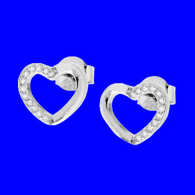 Orecchini Cuore con Zirconi Bianchi in ARGENTO 925 Galvanica Rodio - Milano 7 Arte e Design