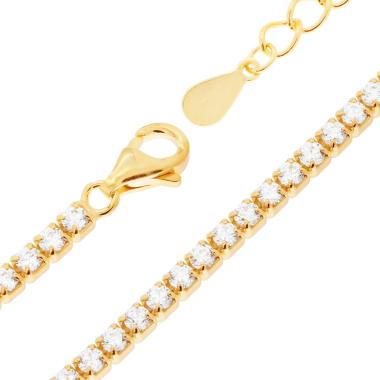 Bracciale Tennis Griffe cm 17+3 con Zirconi mm 2 Bianchi in ARGENTO 925 Galvanica Oro - Milano 7 Arte e Design