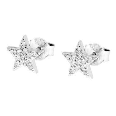 Orecchini con Stella e Zirconi Bianchi in ARGENTO 925 Galvanica Rodio - Milano 7 Arte e Design