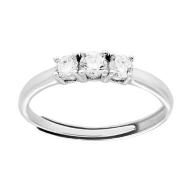Anello Trilogy con Zirconi Bianchi mm 3 in ARGENTO 925 Galvanica Rodio - Milano 7 Arte e Design