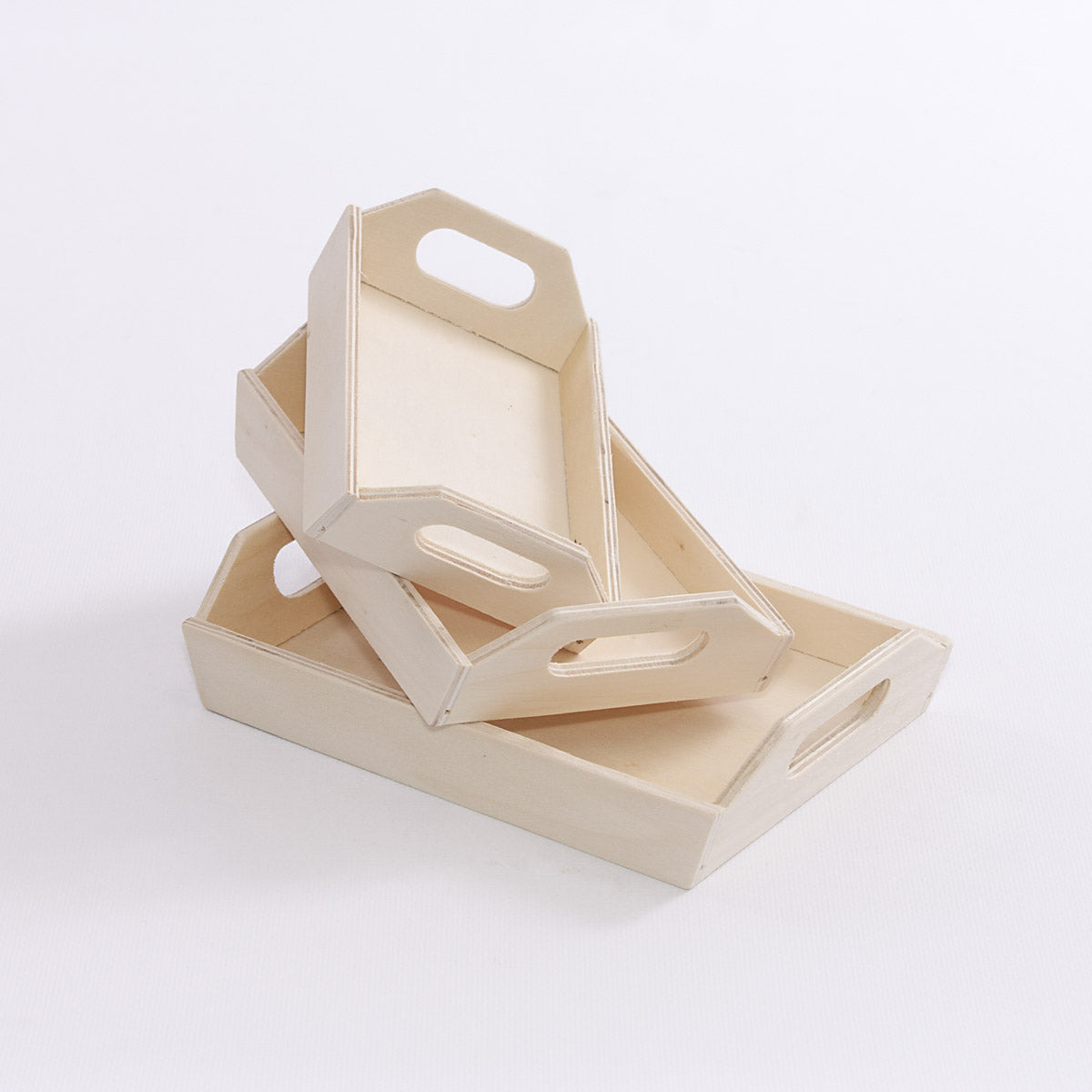 Vassoio in legno 19X13H4 in set di 3