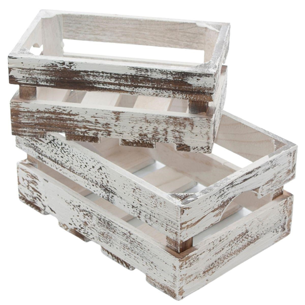 Cassetta in legno sbiancata 28X19H12 in set di 2