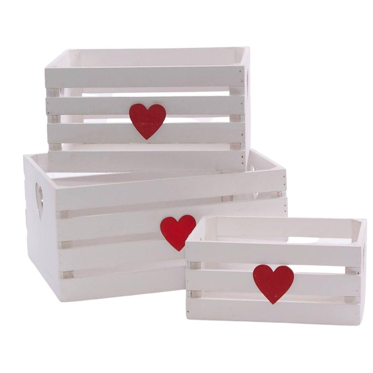 Cassetta bianca in abete 21X22H15  in set di 3