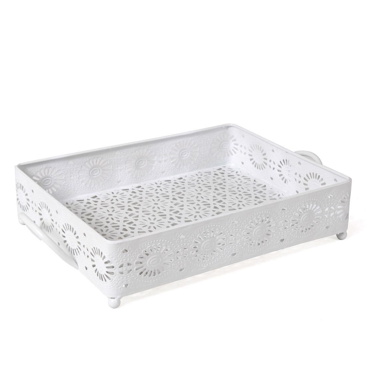 Vassoio in metallo bianco 36X28H8