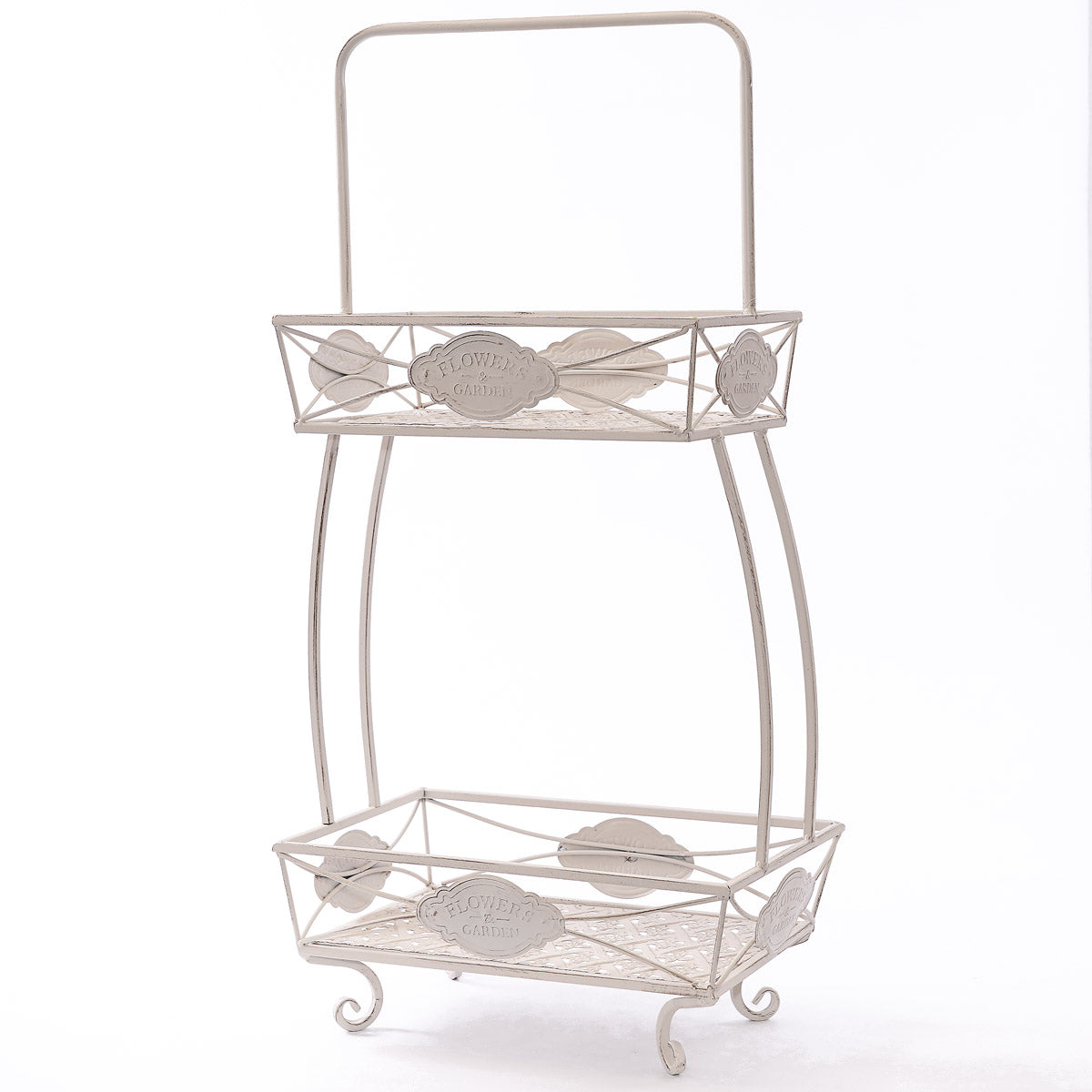 Portafiori a due piani in metallo bianco 43X25H82 - Milano 7 Arte e Design