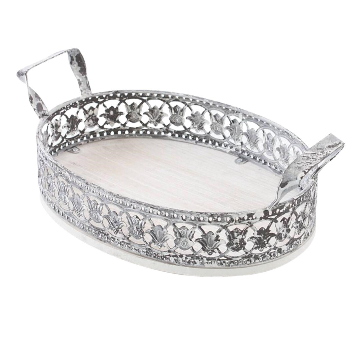 Vassoio in metallo bianco 27X20H6