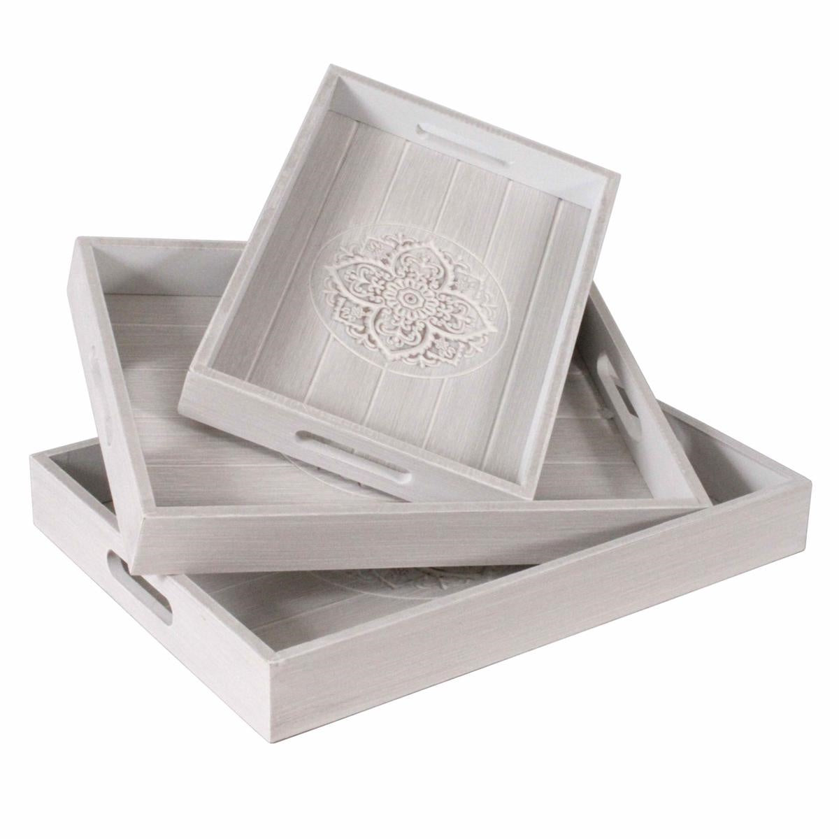 Vassoio con decorazione 40X30H7 in set di 3