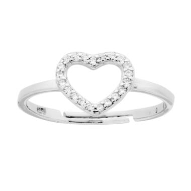 Anello Cuore con Cubic Zirconia Bianchi in ARGENTO 925 Galvanica Rodio - Milano 7 Arte e Design