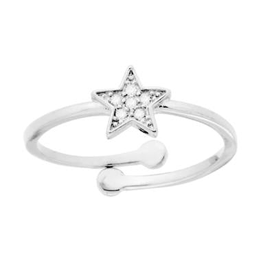 Anello Stella con Cubic Zirconia Bianchi in ARGENTO 925 Galvanica Rodio - Milano 7 Arte e Design