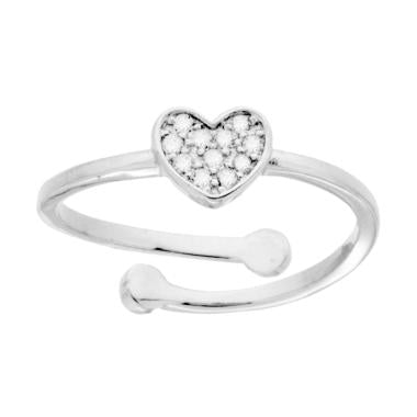 Anello Cuore con Cubic Zirconia Bianchi in ARGENTO 925 Galvanica Rodio - Milano 7 Arte e Design