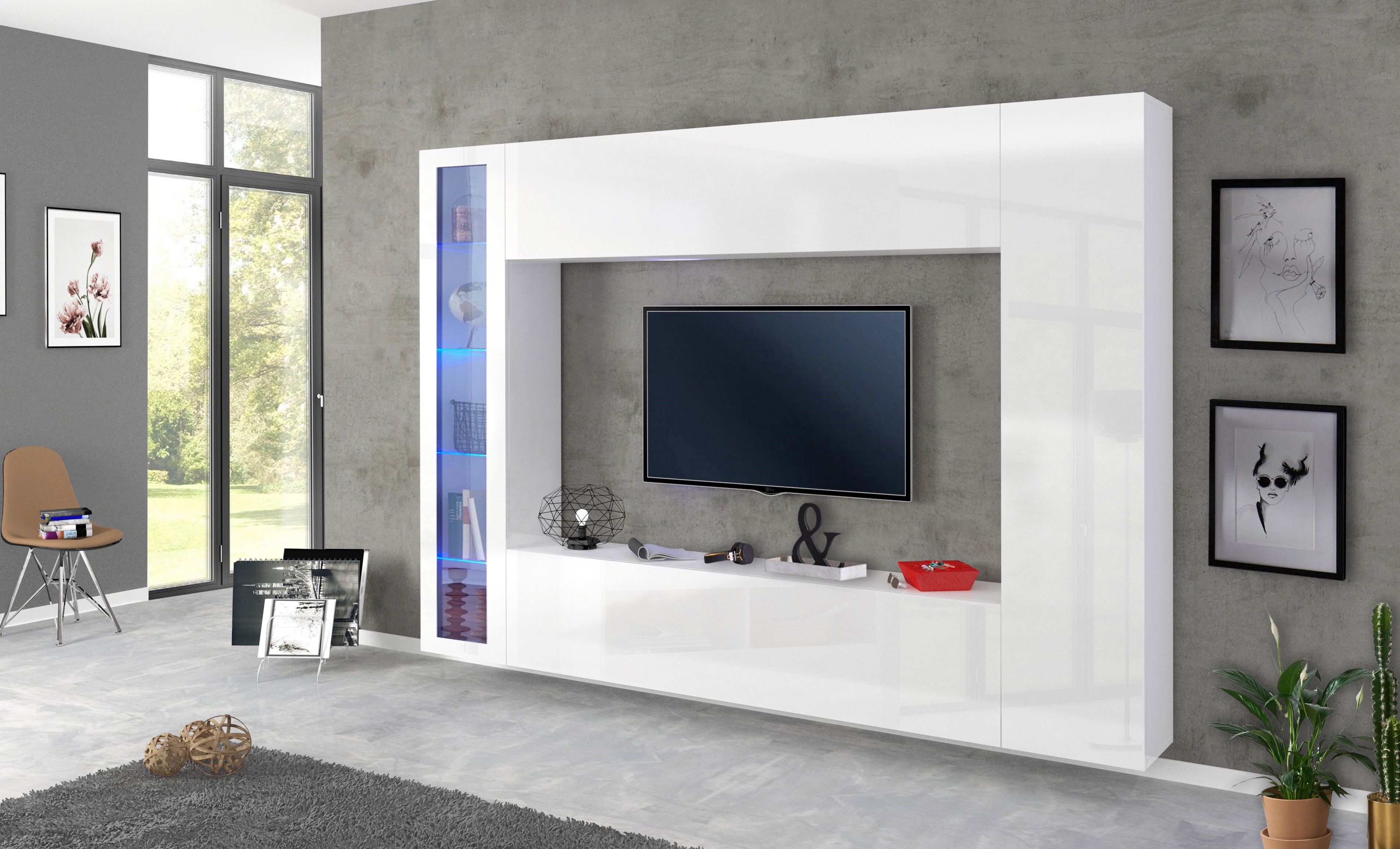 Soggiorno-MARUSKA-con-1-vetrina-a-colonna-89 - Milano 7 Arte e Design
