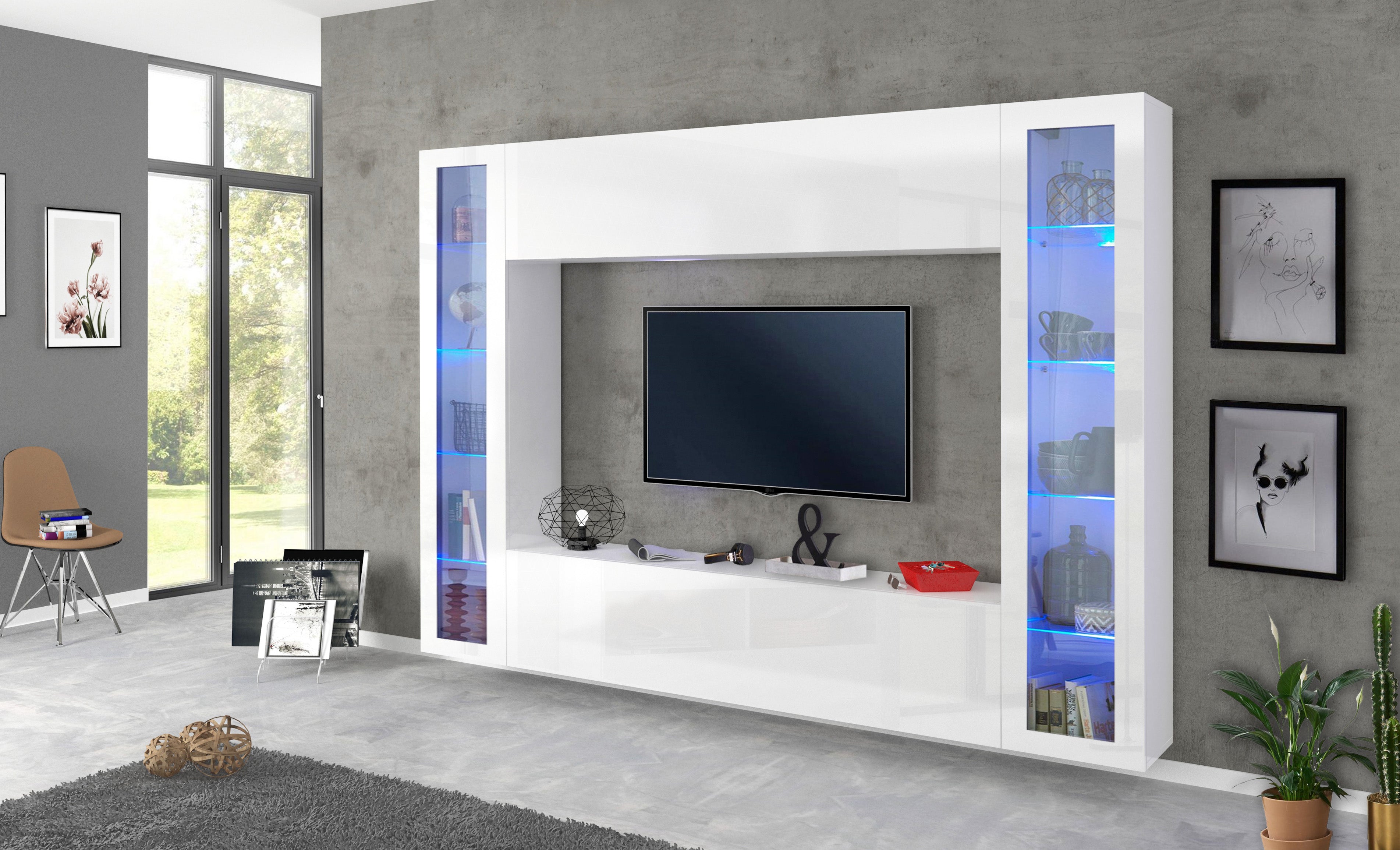 Soggiorno-MARUSKA-con-2-vetrine-a-colonna-90 - Milano 7 Arte e Design