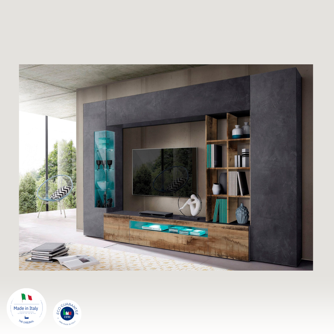 Soggiorno EGYPT con 1 vetrina e 1 libreria - Milano 7 Arte e Design