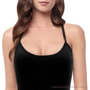 Collana Catena Rolo con Tondi Crystal Multicolor e Cuori Plain Pendenti in ARGENTO 925 Galvanica Rosa