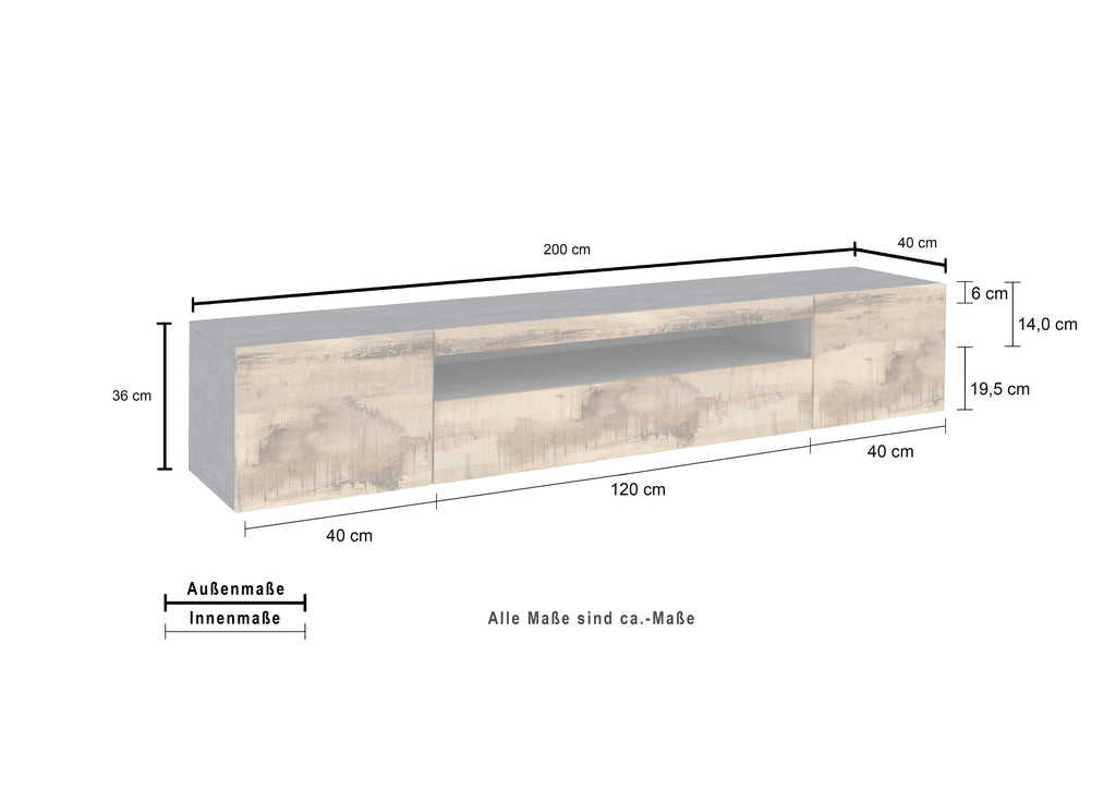 Porta tv DAIQUIRI 200 cm 2 ante battenti + 1 anta a ribalta - Milano 7 Arte e Design