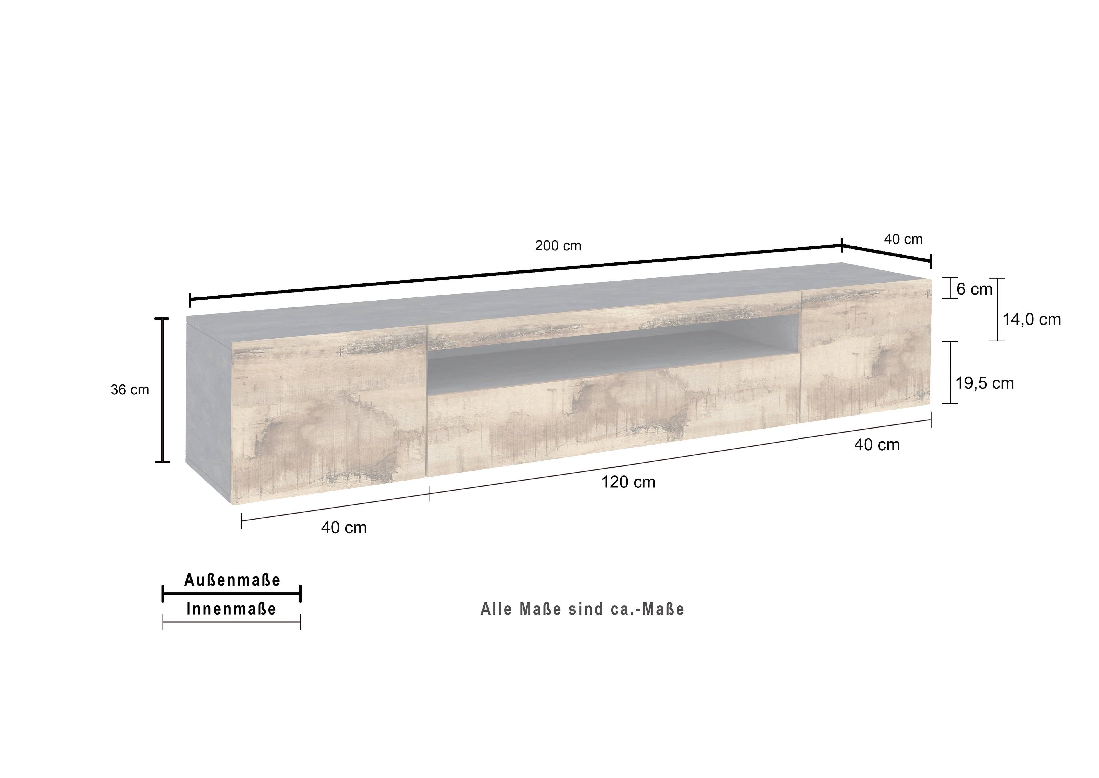 Porta tv DAIQUIRI 200 cm 2 ante battenti + 1 anta a ribalta - Milano 7 Arte e Design