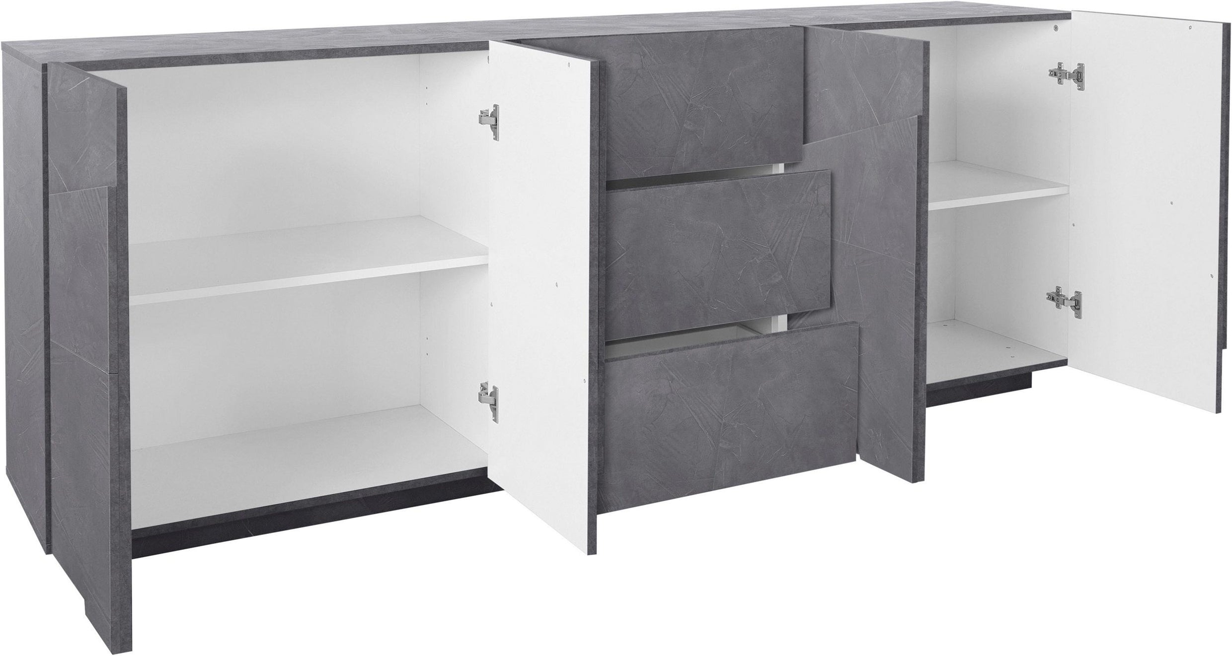 Credenza PING 220 cm 4 ante + 3 cassetti Ardesia - Milano 7 Arte e Design