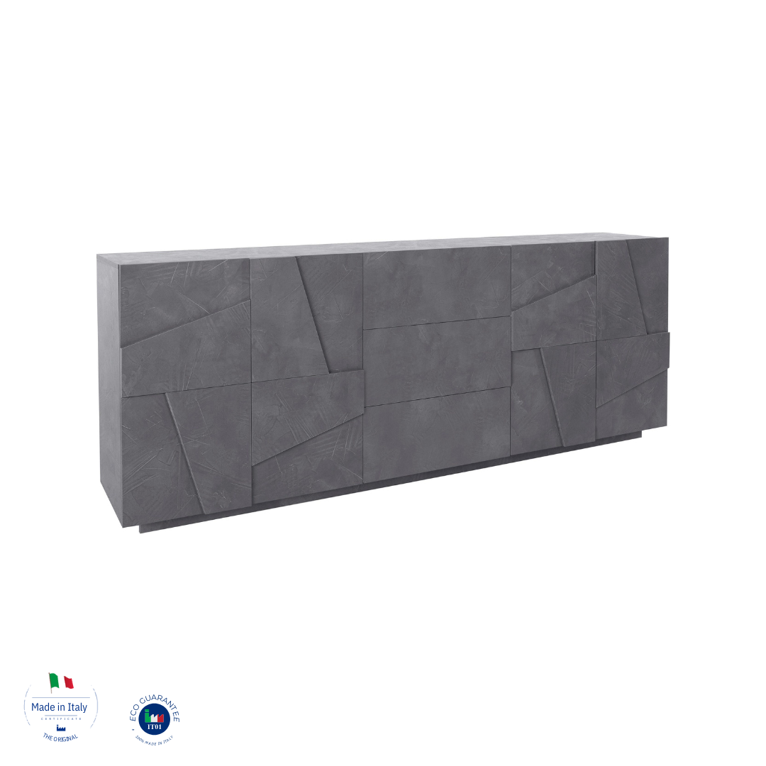Credenza PING 220 cm 4 ante + 3 cassetti Ardesia - Milano 7 Arte e Design