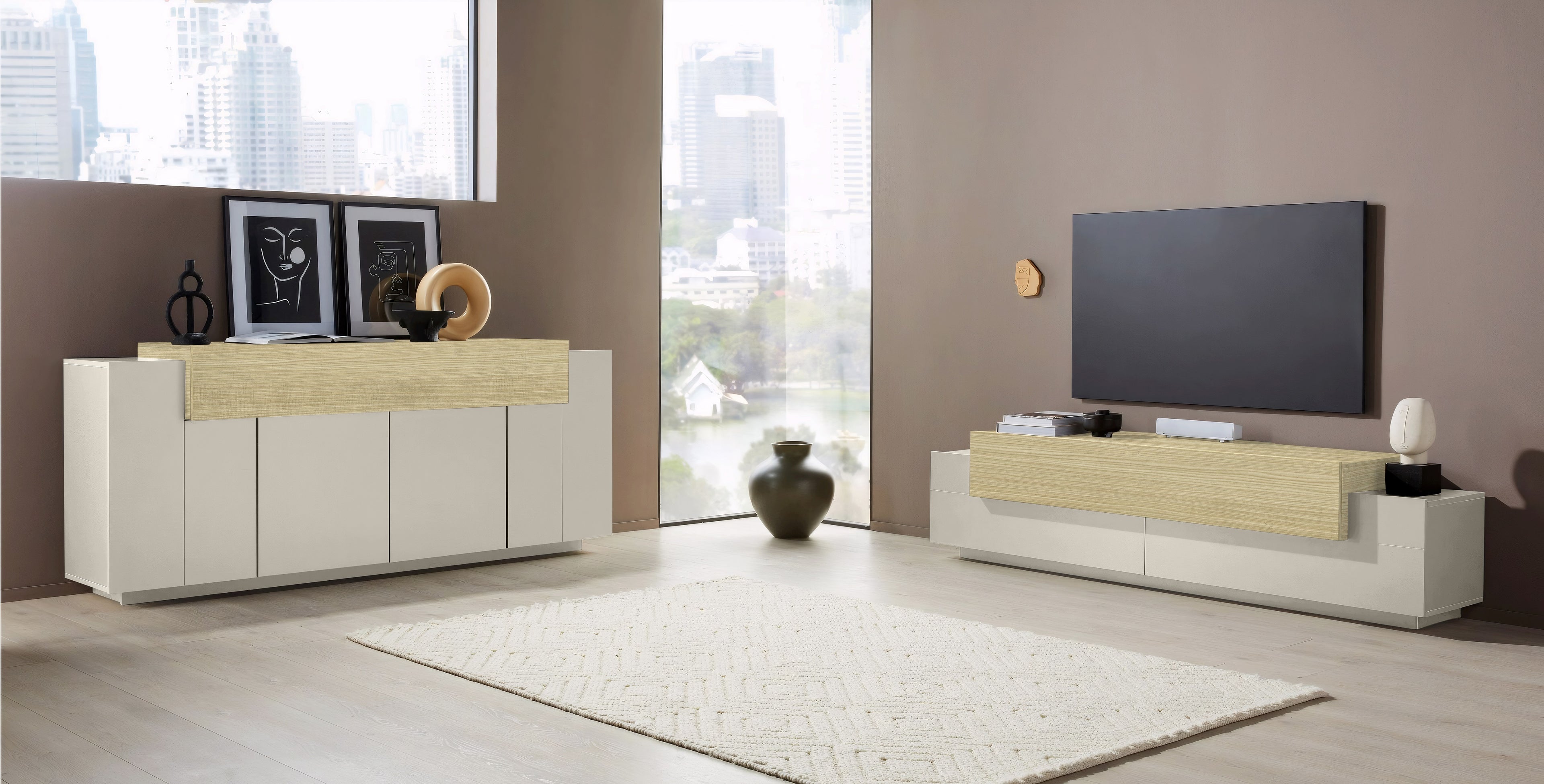 Porta tv CORO 200 cm 3 ante a ribalta