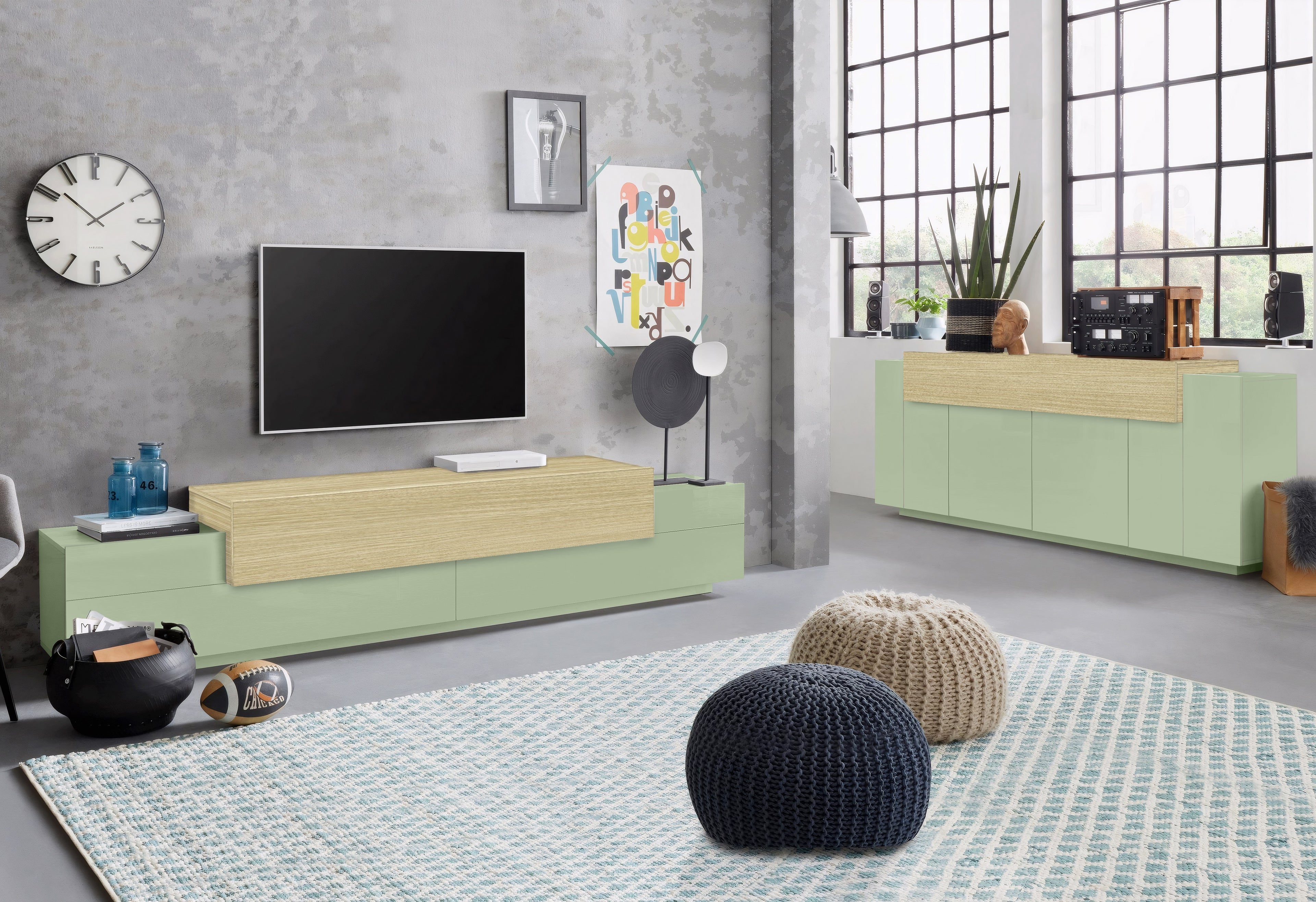 Credenza CORO 200 cm 4 ante battenti + 1 anta a ribalta