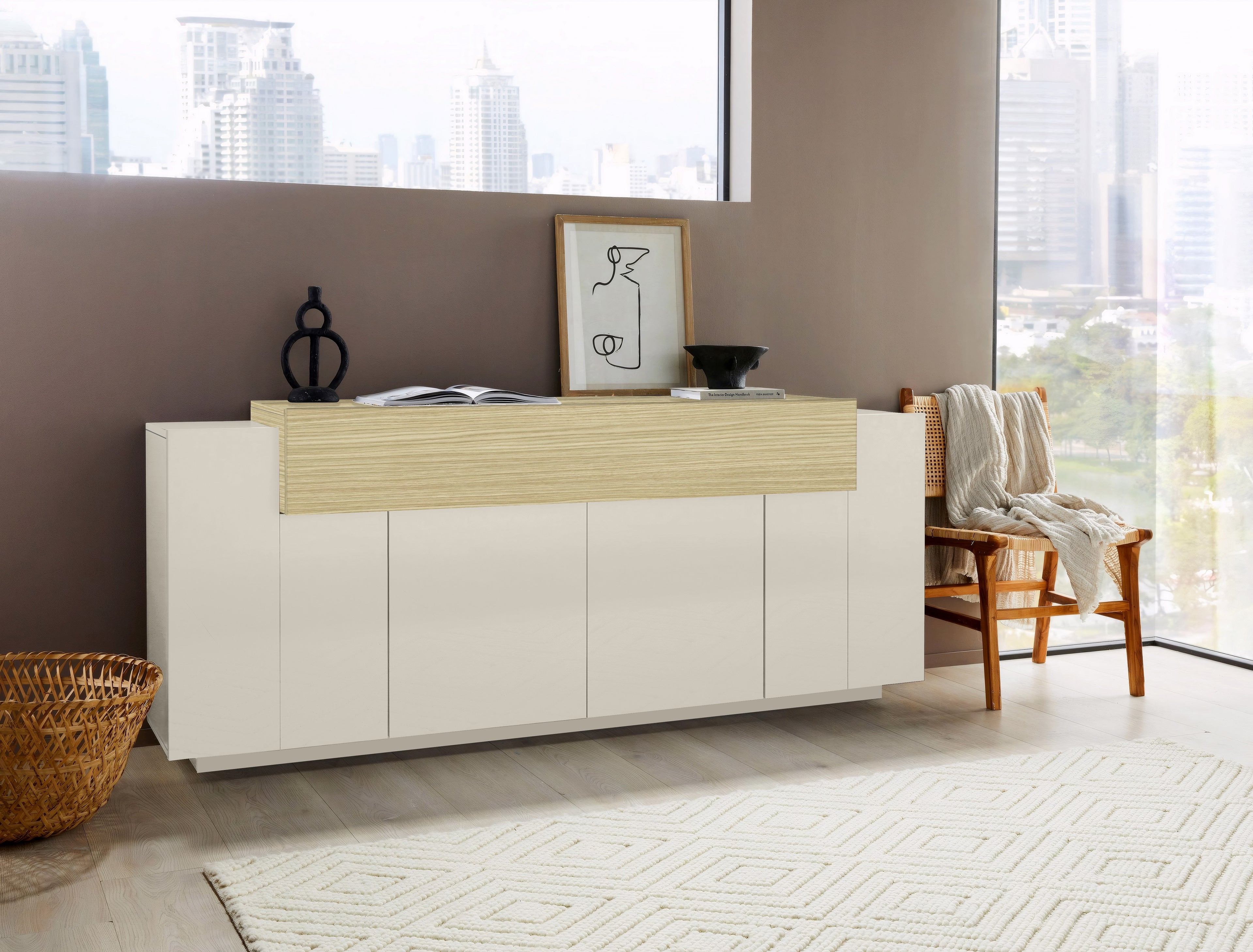 Credenza CORO 200 cm 4 ante battenti + 1 anta a ribalta