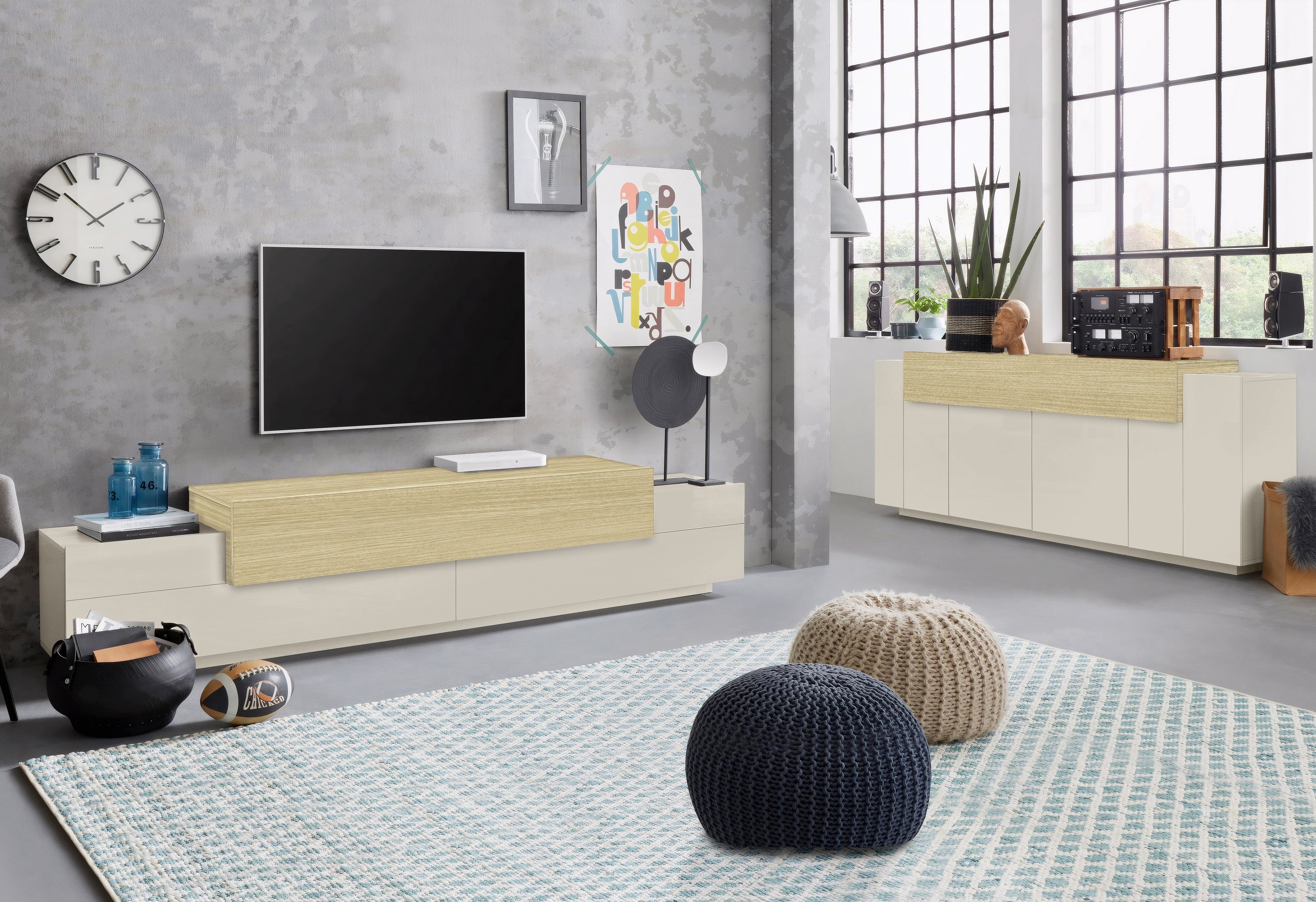 Credenza CORO 200 cm 4 ante battenti + 1 anta a ribalta