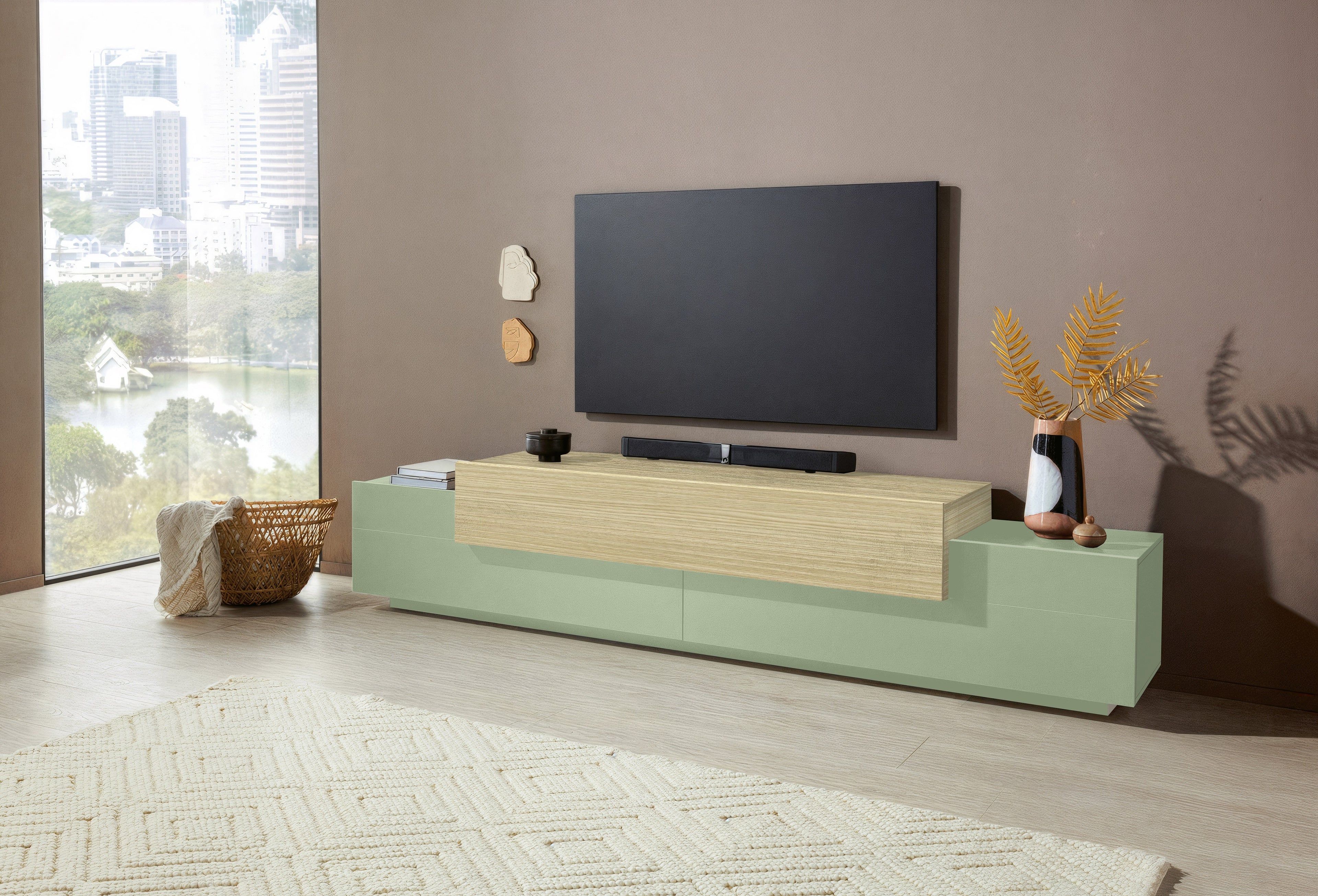 Porta tv CORO 240 cm 3 ante a ribalta