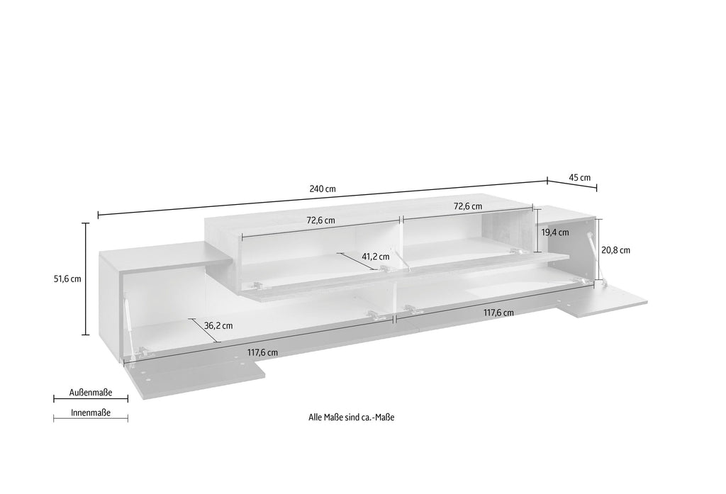 Porta tv CORO 240 cm 3 ante a ribalta