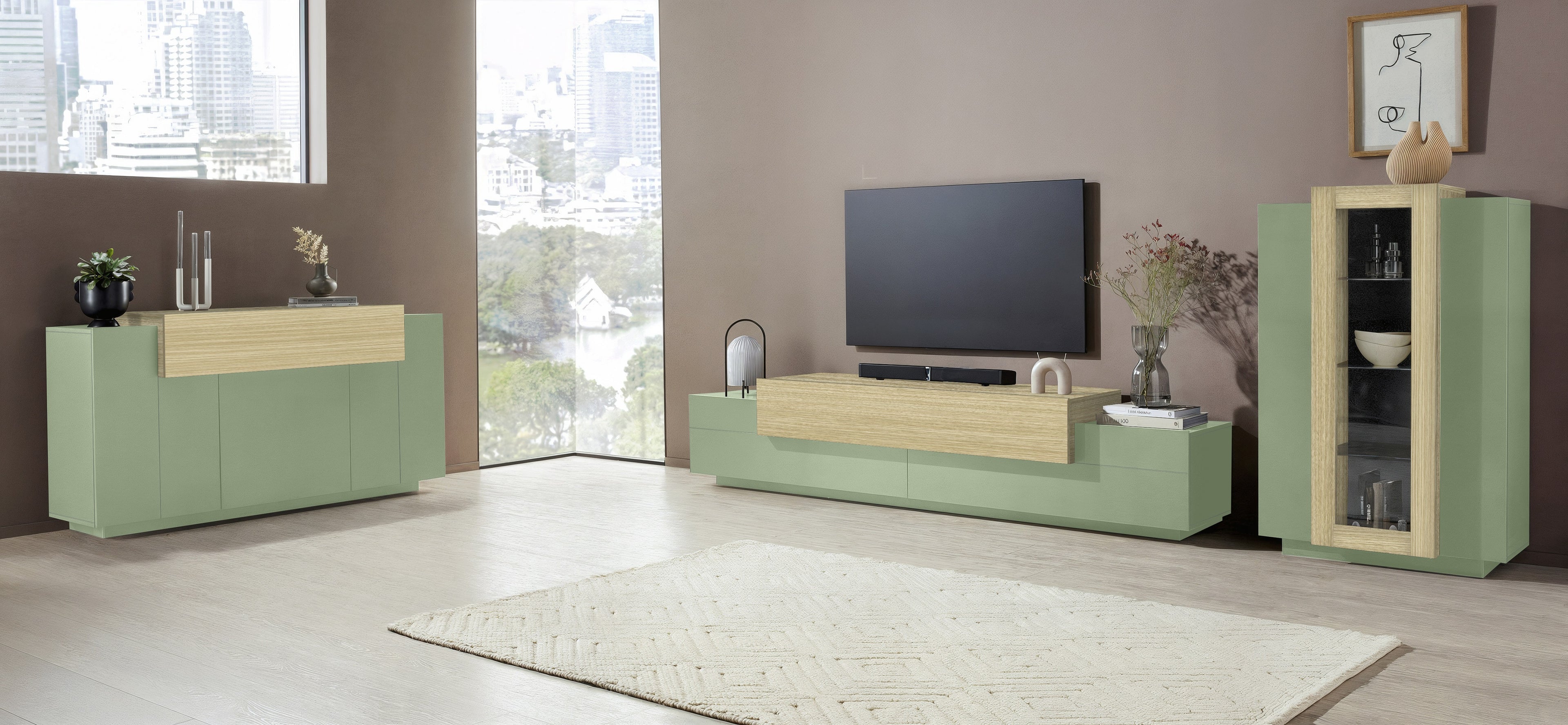 Porta tv CORO 240 cm 3 ante a ribalta