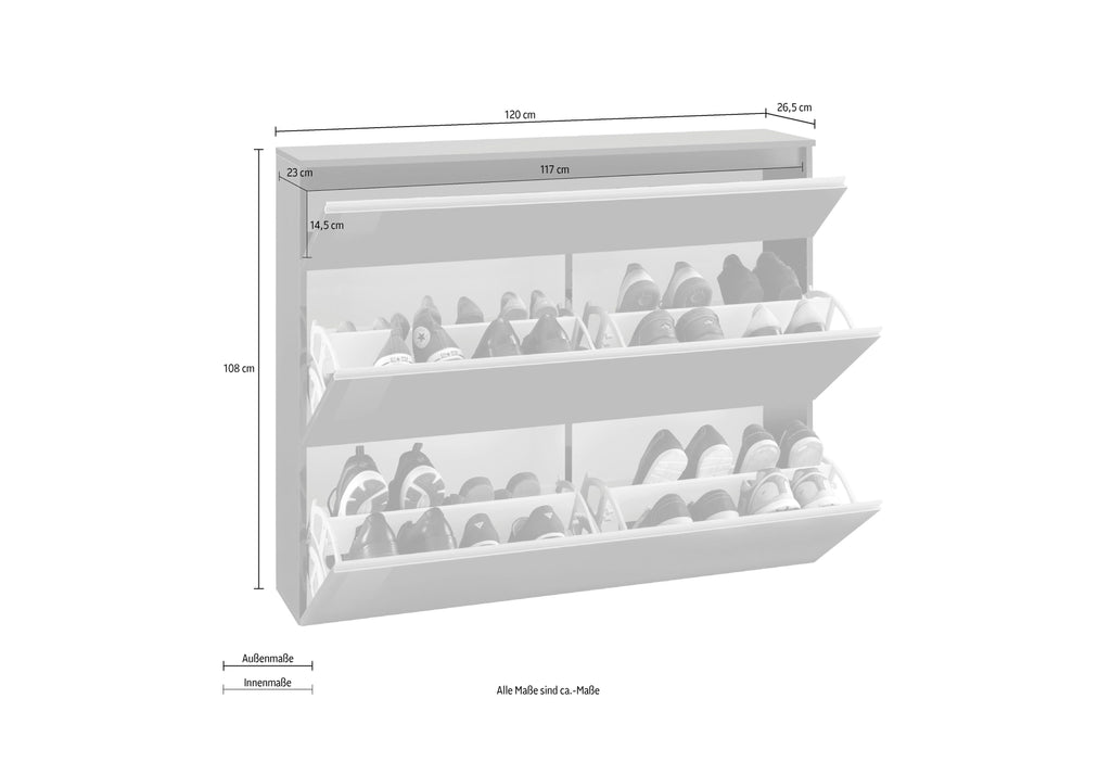 Scarpiera MAGIC 120 cm 2 ante e 1 antina a ribalta