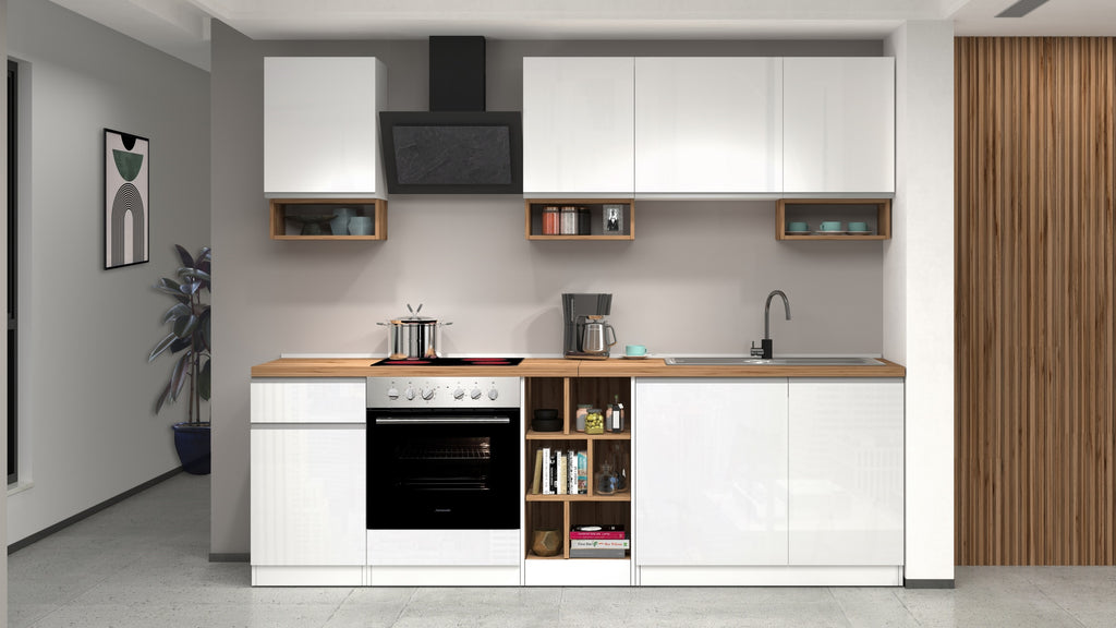 Cucina lineare SOLE da 256 cm, composizione 1 - Milano 7 Arte e Design
