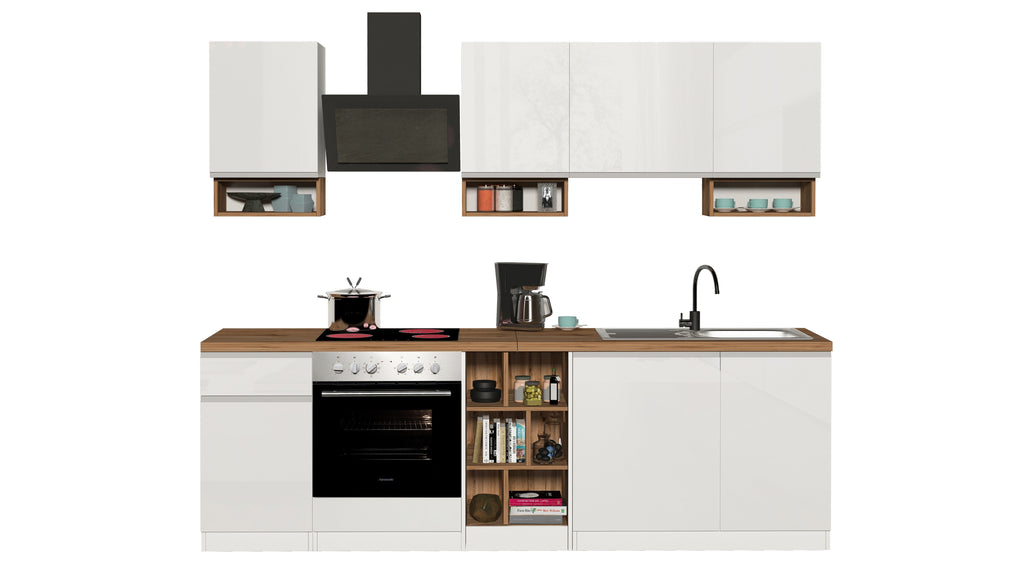 Cucina lineare SOLE da 256 cm, composizione 1 - Milano 7 Arte e Design